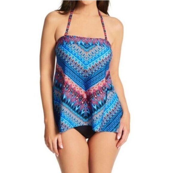 Miraclesuit Casablanca Multicolor Print Bandini Tankini Swim Top Size 8 - Picture 12 of 12